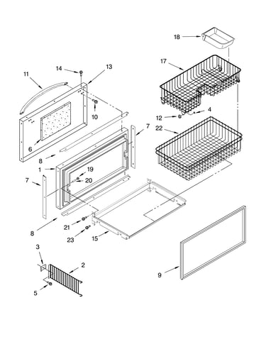Freezer door and basket parts