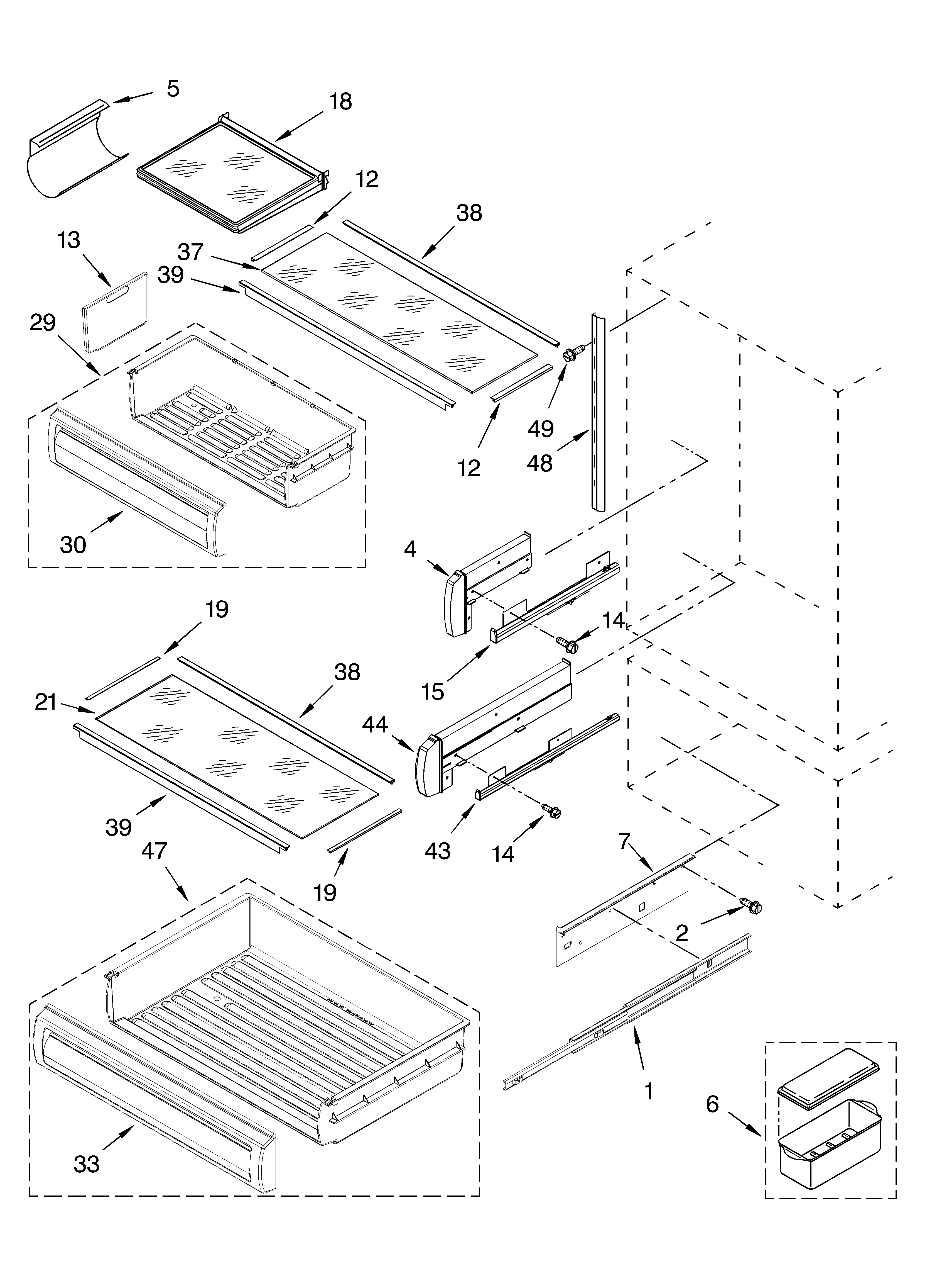 Refrigerator shelf parts