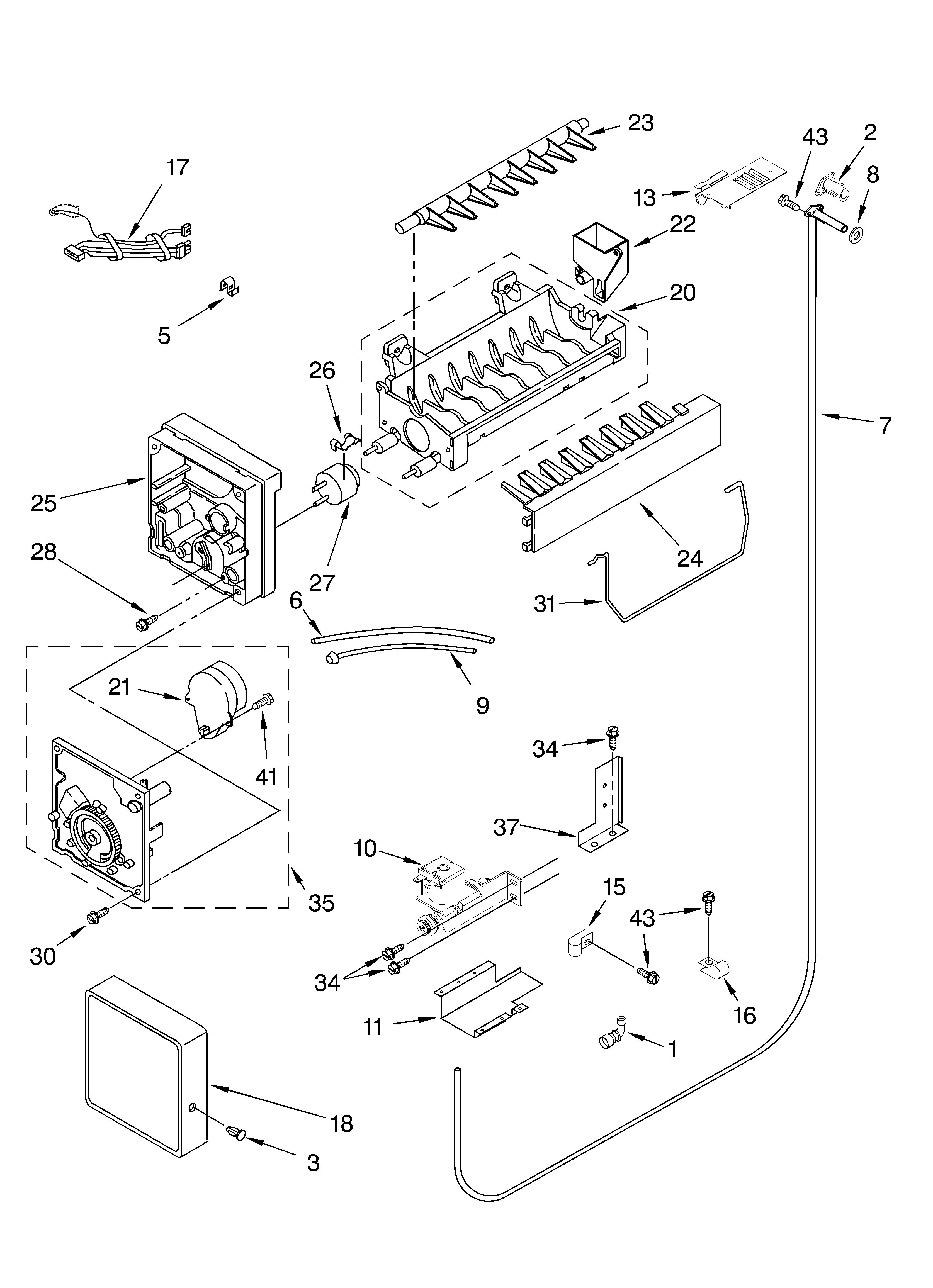 Icemaker parts - parts not illustrated