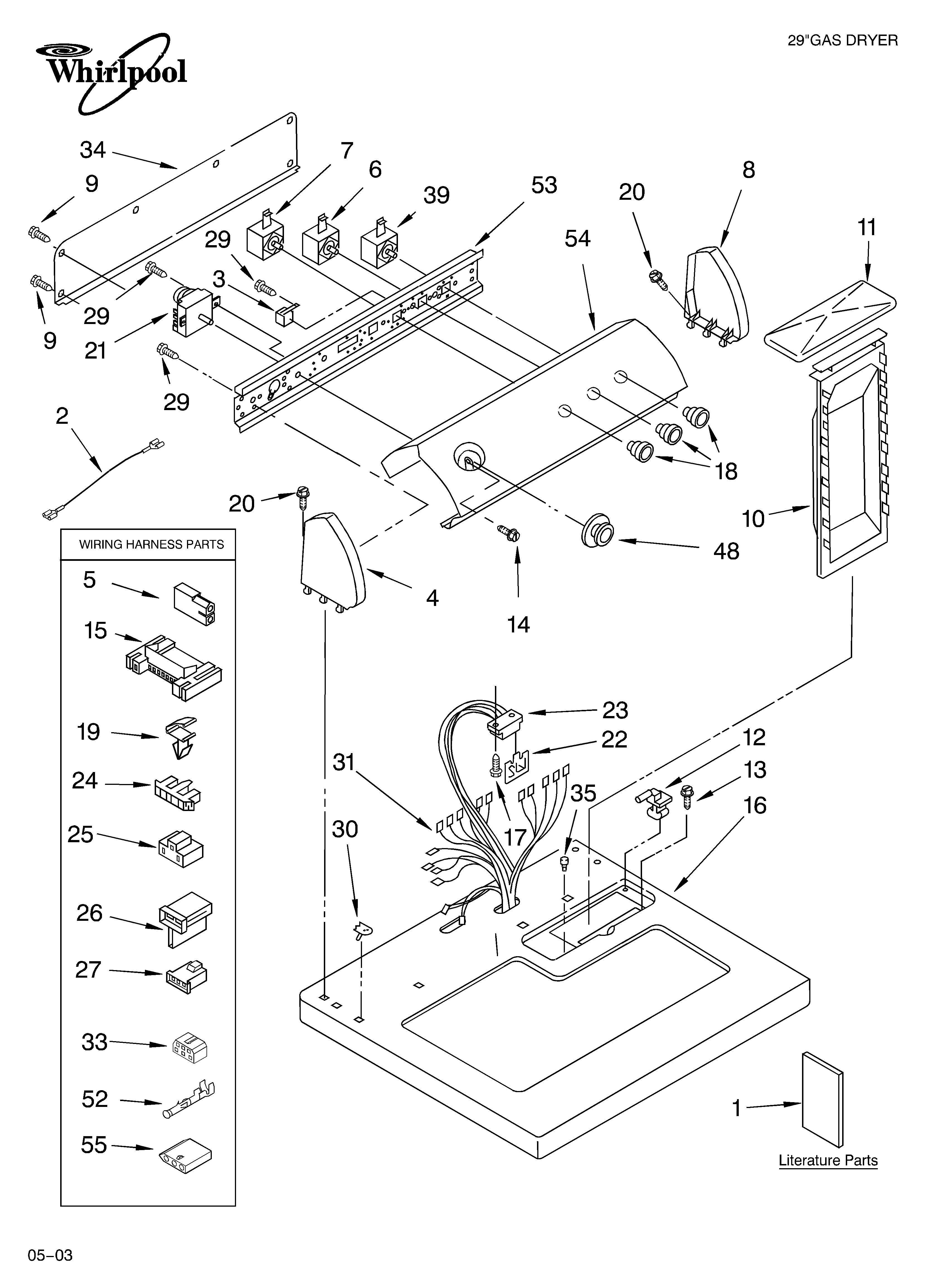 TOP AND CONSOLE PARTS OPTIONAL PARTS (NOT INCLUDED