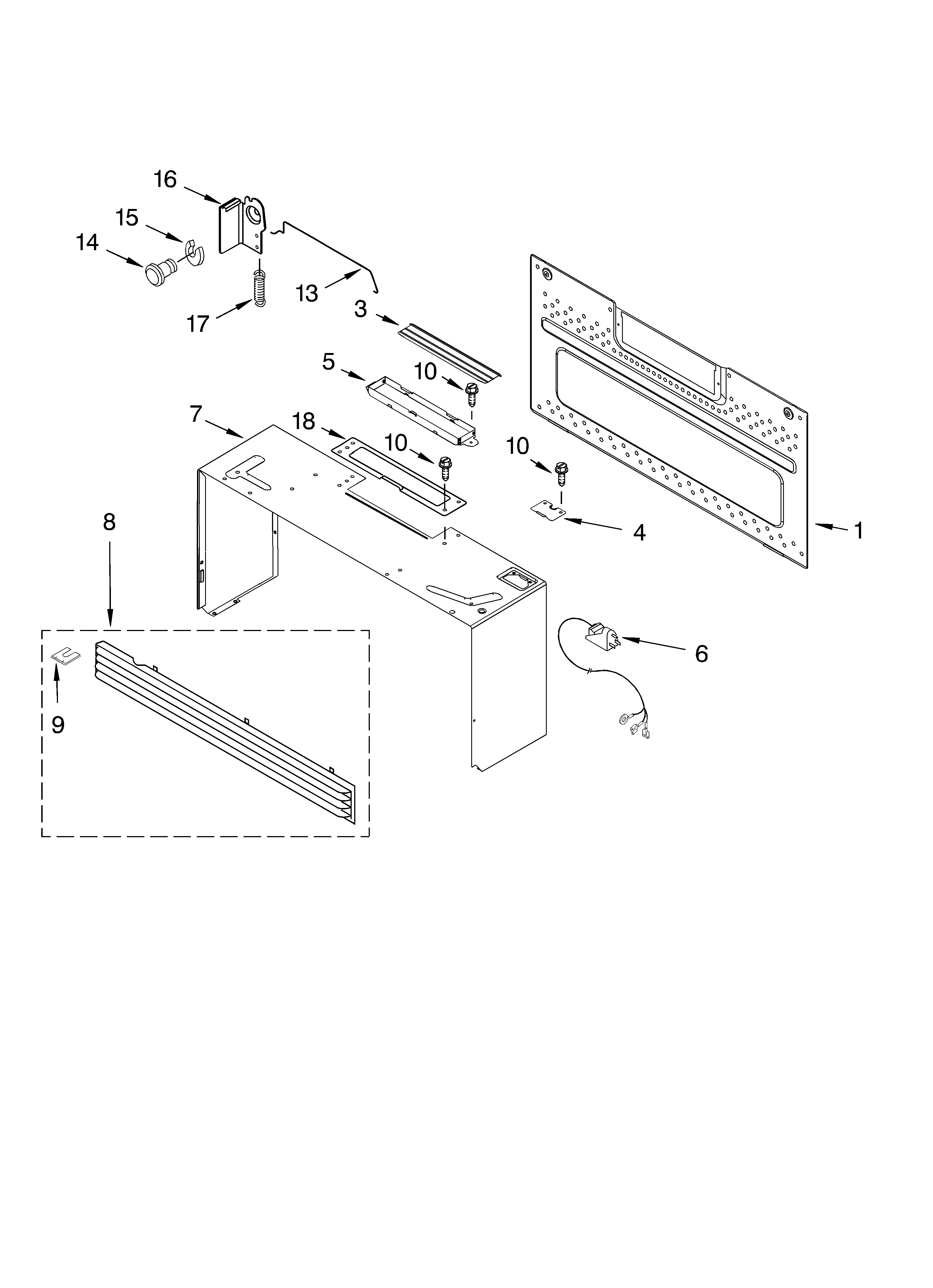 Cabinet and installation parts