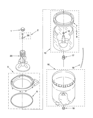 Agitator, basket and tub parts