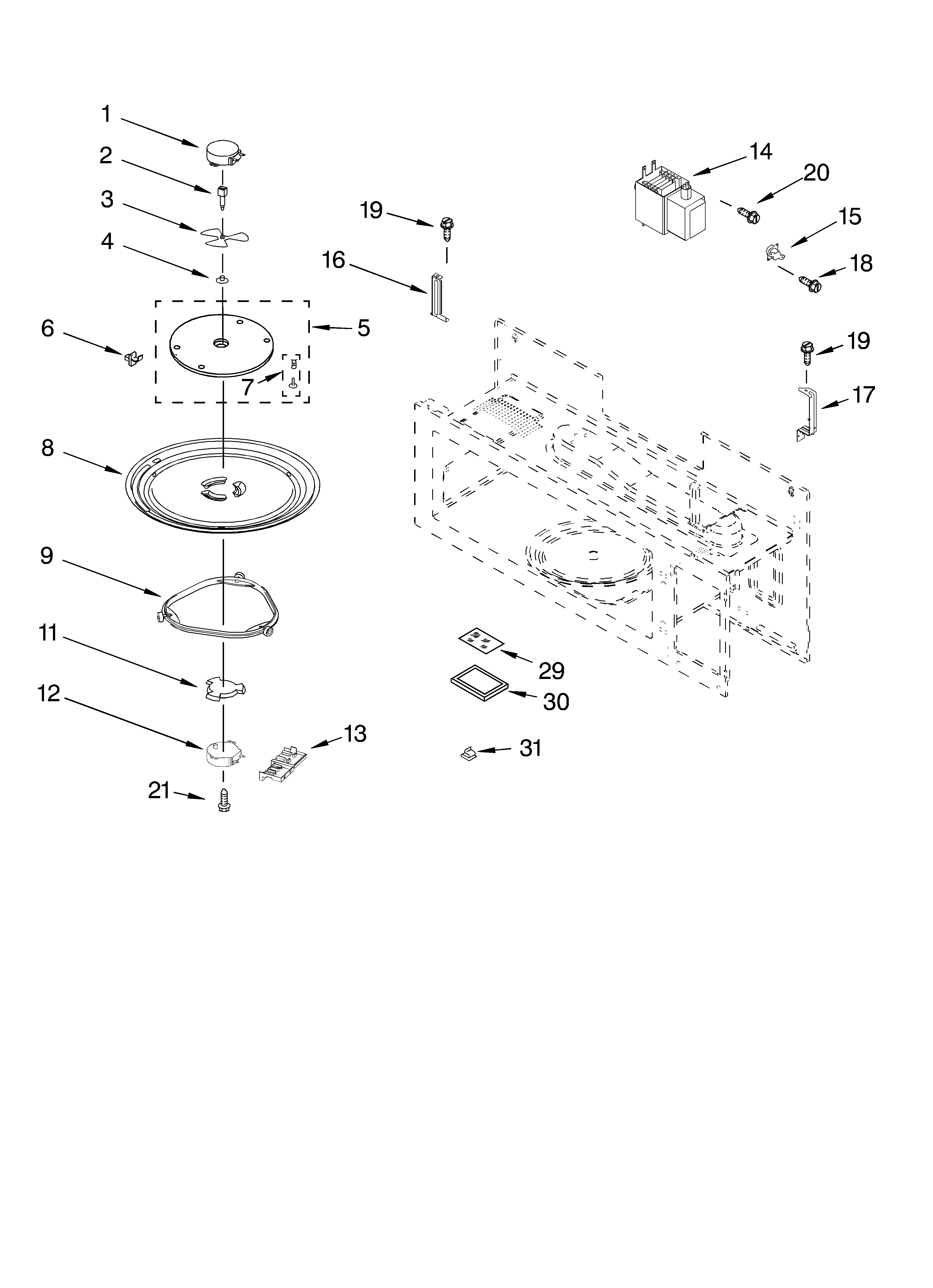 Magnetron and turntable parts