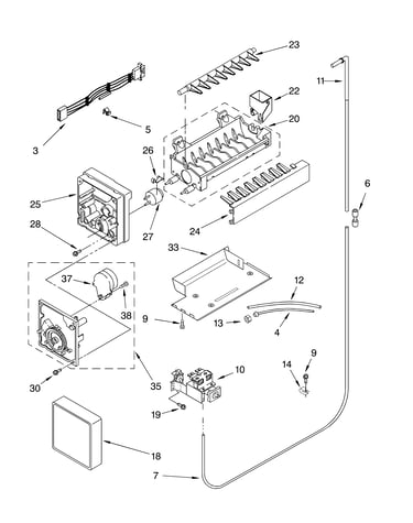 Icemaker parts, parts not illustrated