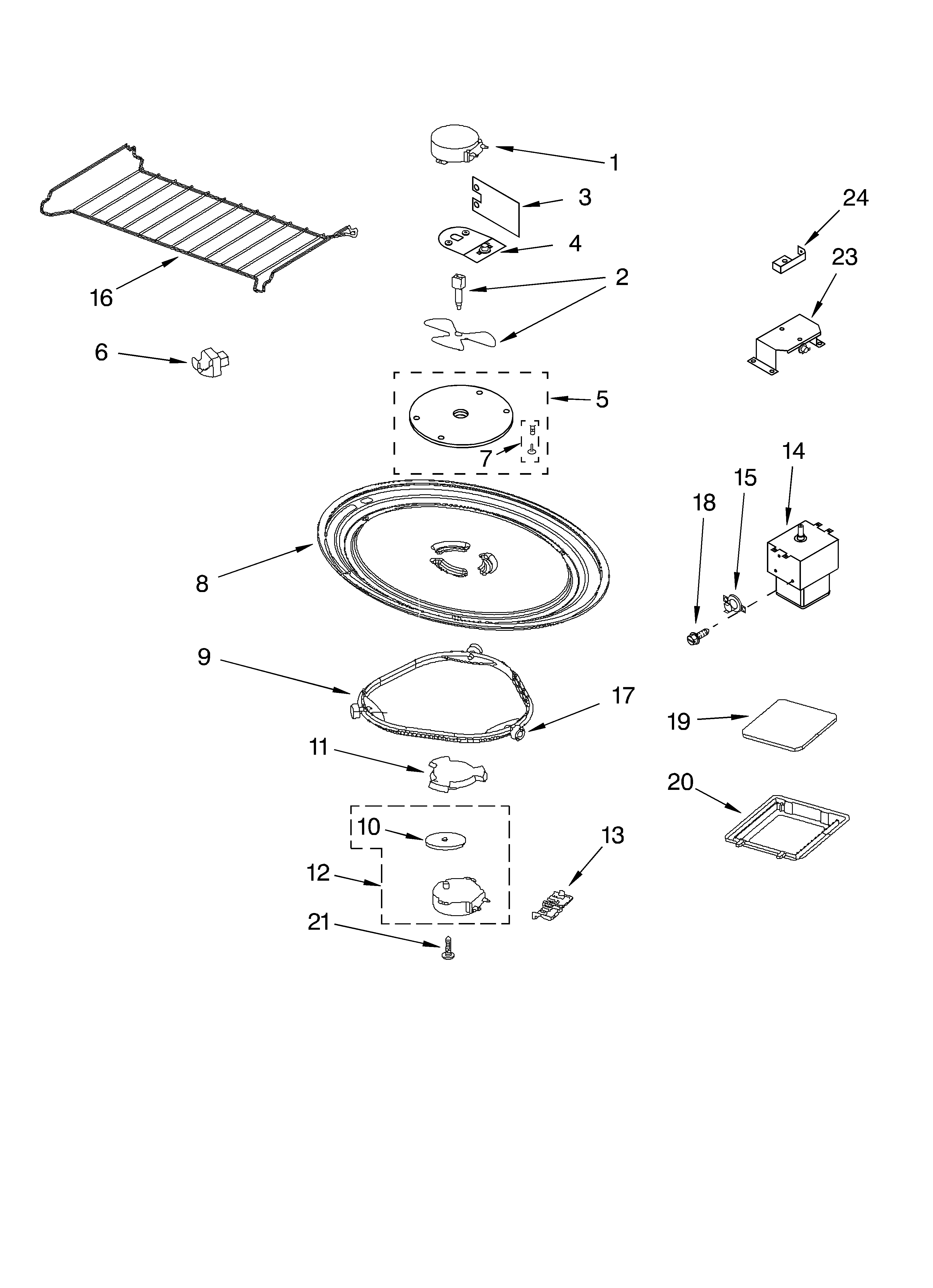 Magnetron and turntable parts