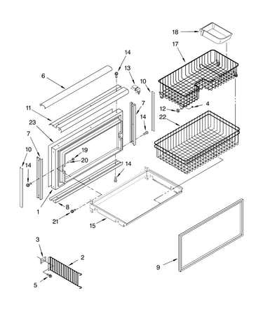 Freezer door and basket parts