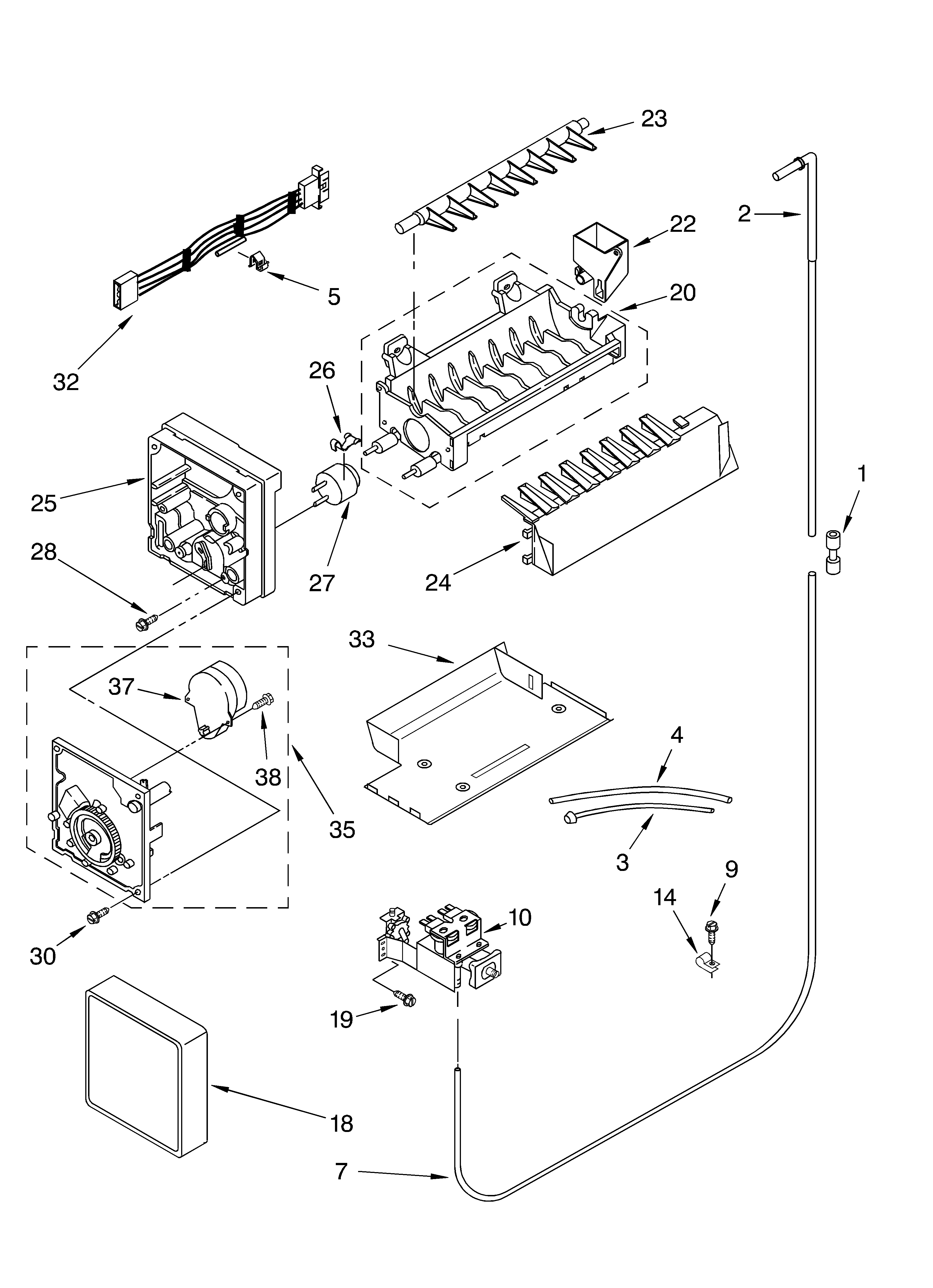Icemaker parts, parts not illustrated