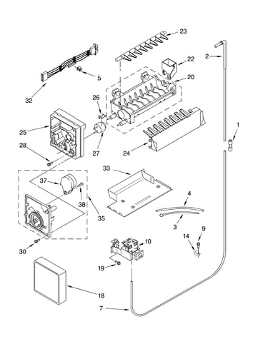 Icemaker parts, parts not illustrated