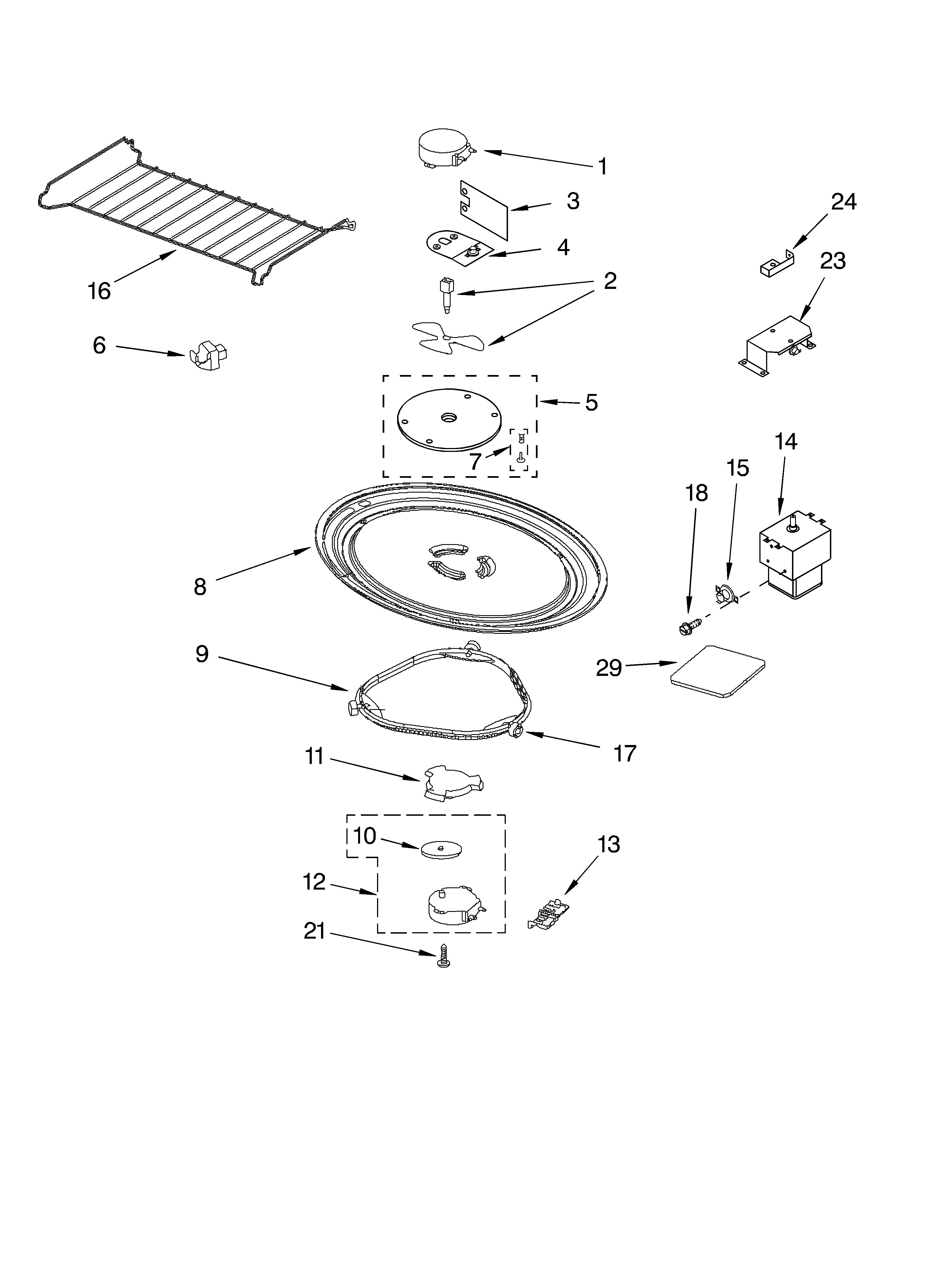 Magnetron and turntable parts