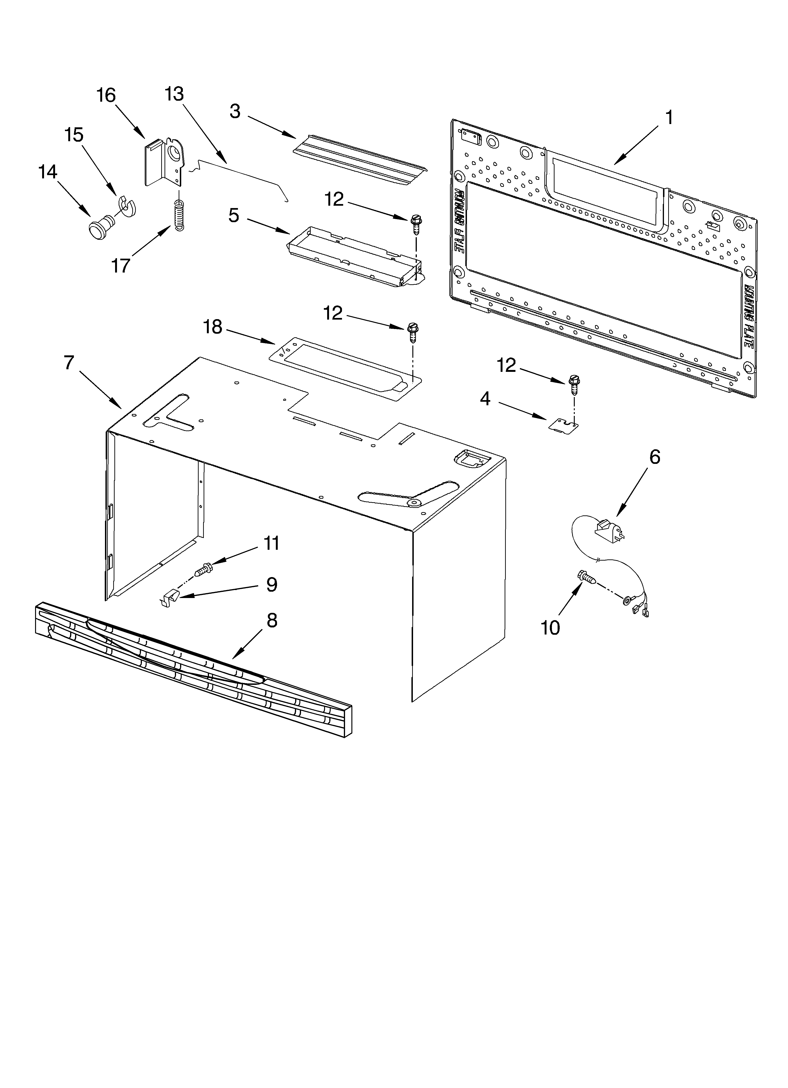 Cabinet and installation parts