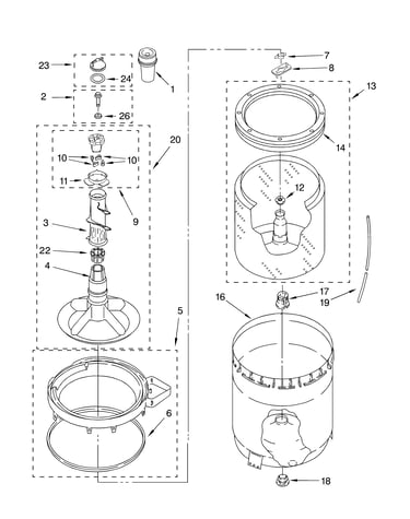 Agitator, basket and tub parts
