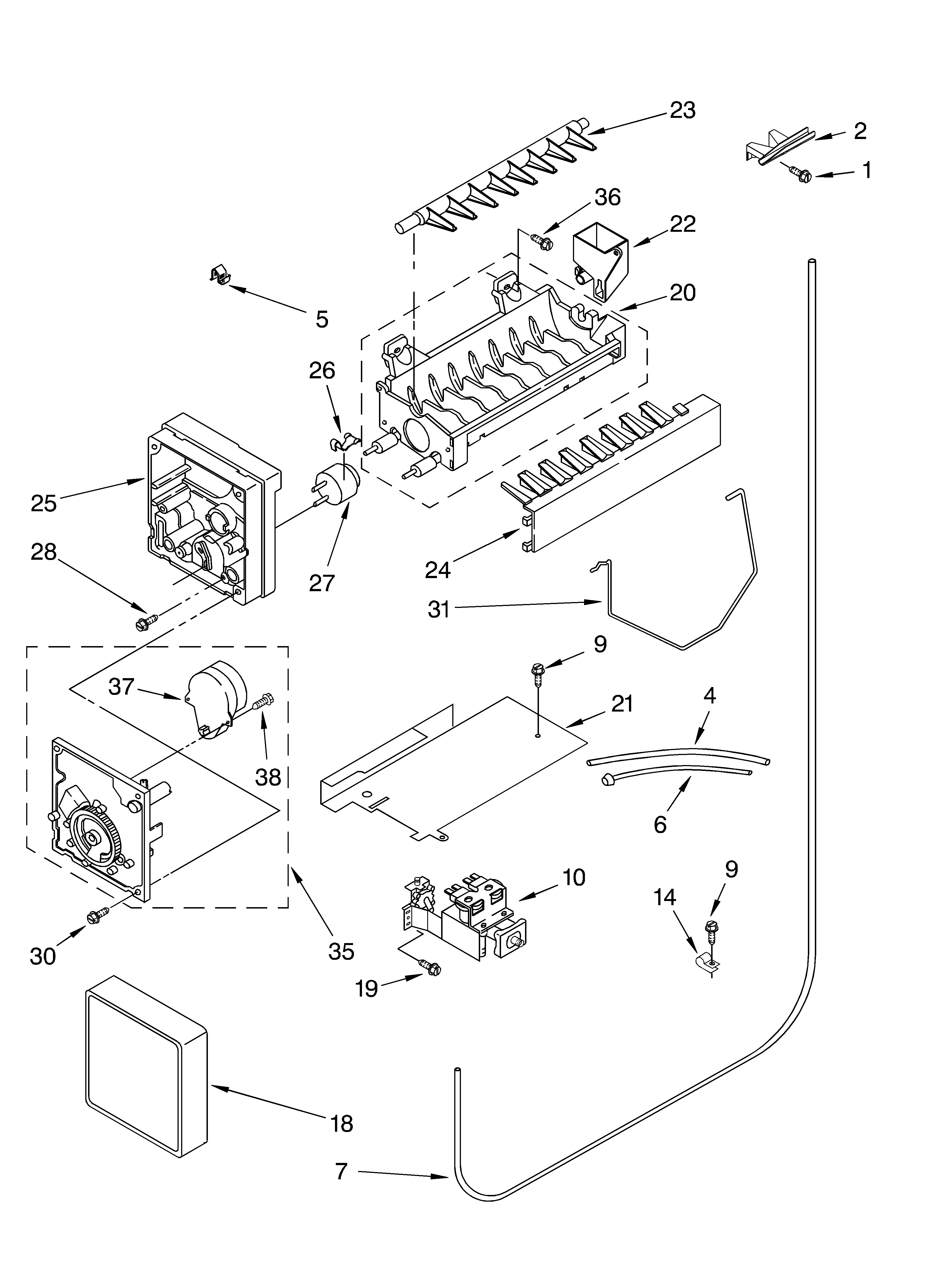 Icemaker parts, parts not illustrated