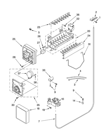 Icemaker parts, parts not illustrated