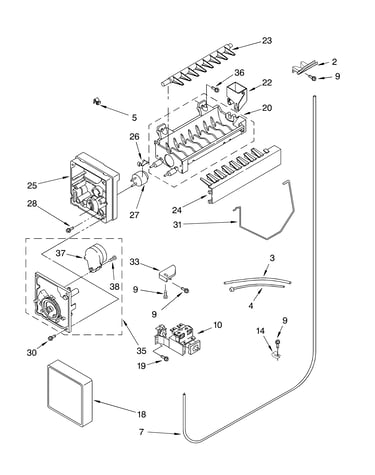 Icemaker parts, parts not illustrated
