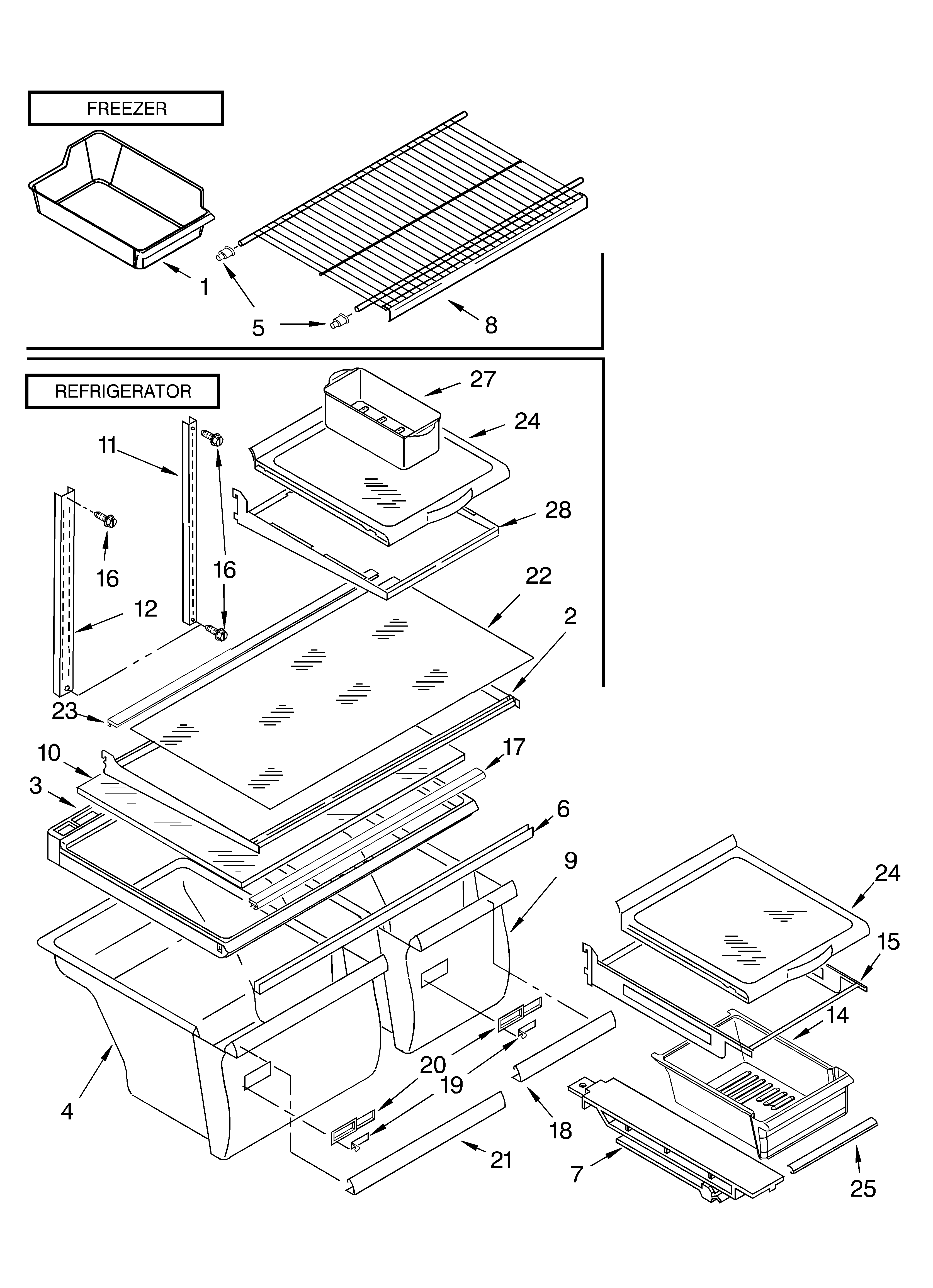 Shelf parts, optional parts