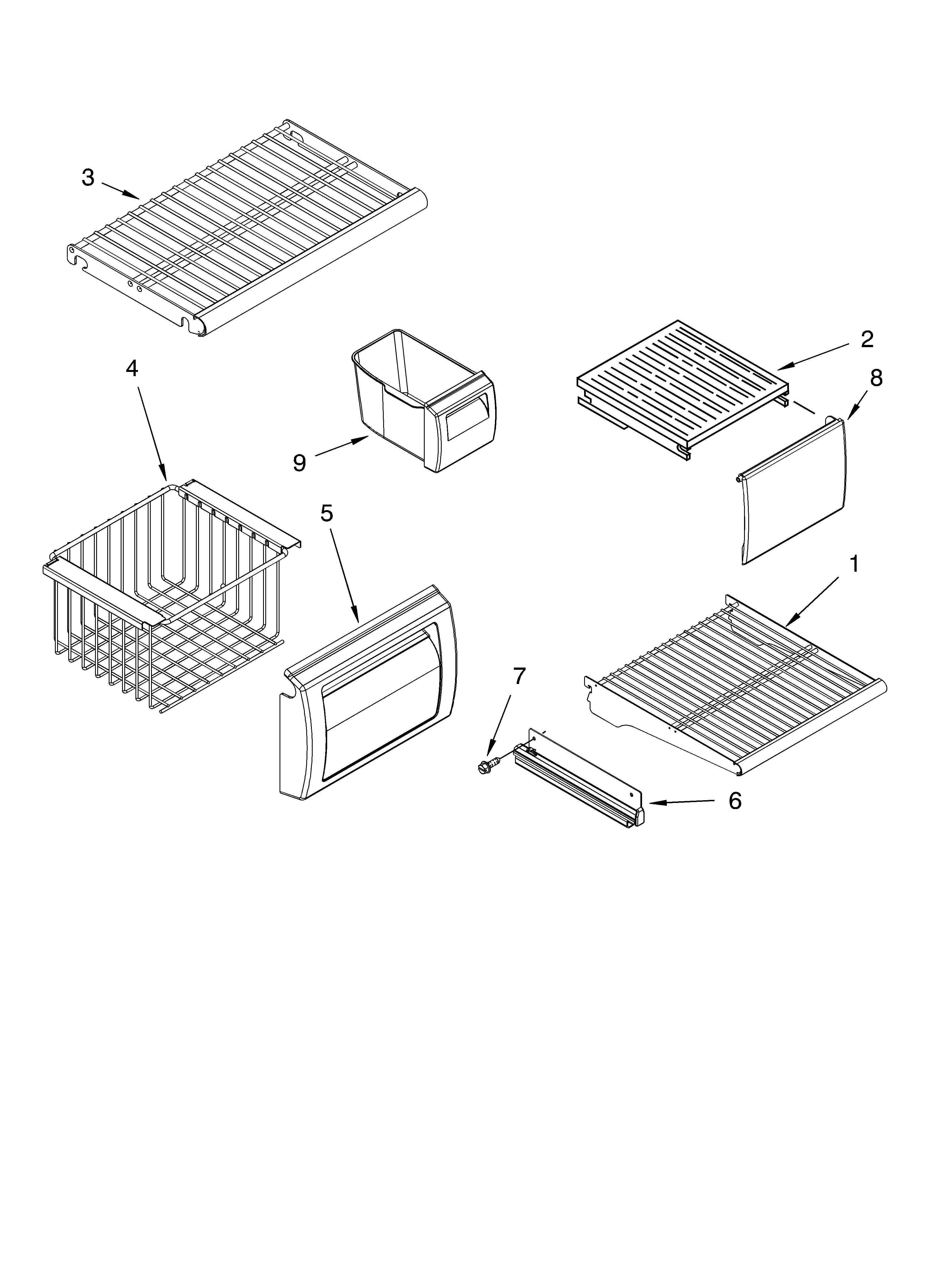 Freezer shelf parts