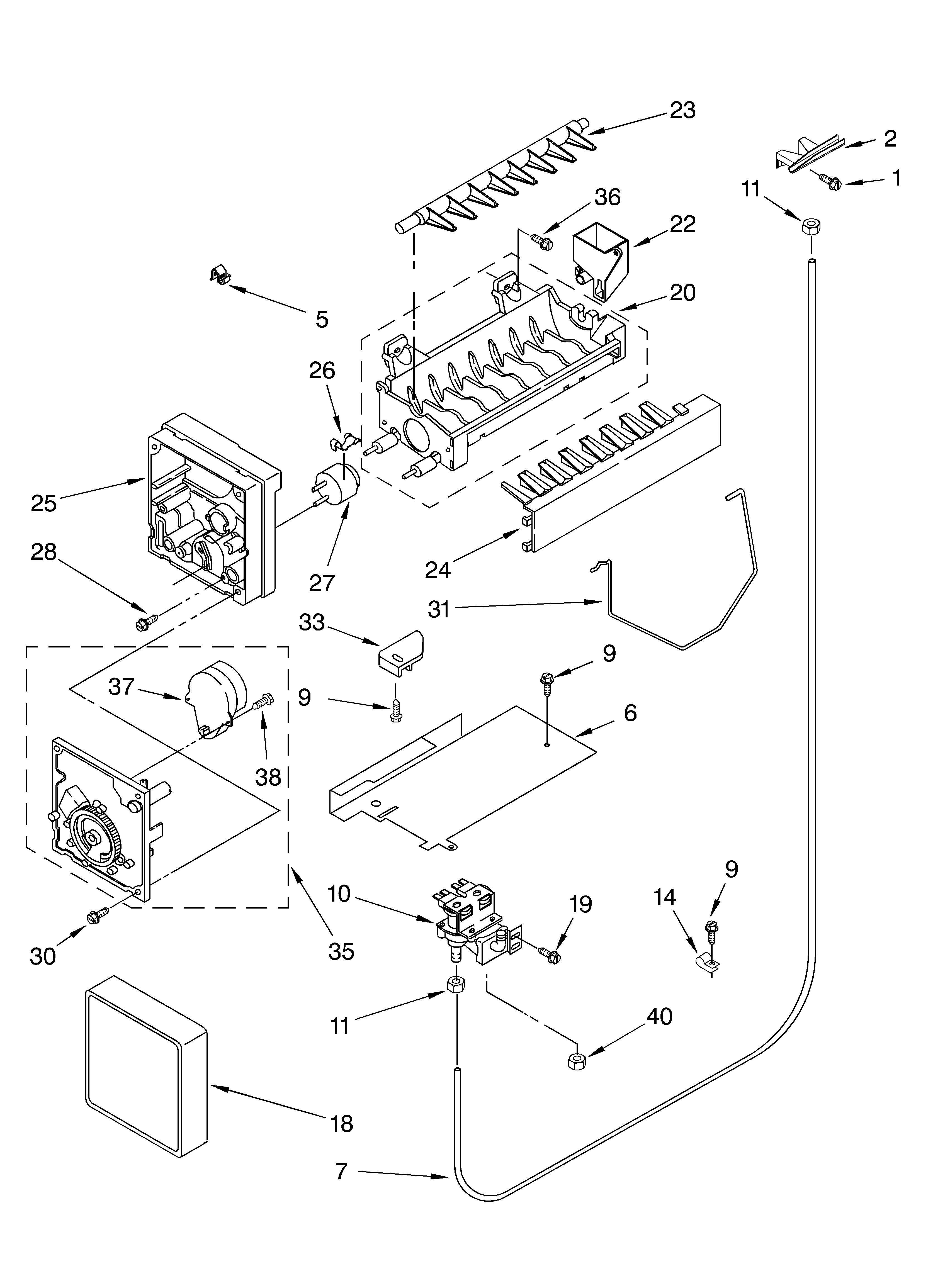 Icemaker parts, parts not illustrated