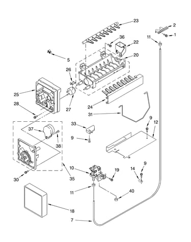 Icemaker parts, parts not illustrated