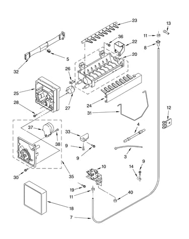 Icemaker parts, parts not illustrated