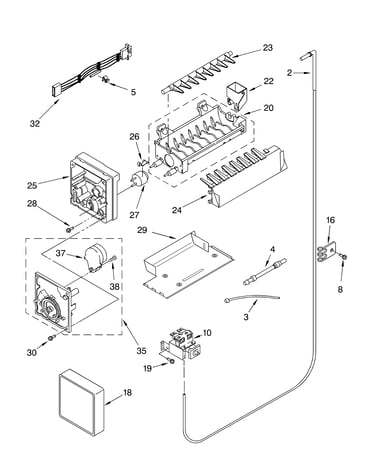 Icemaker parts, parts not illustrated