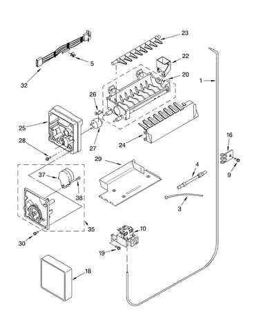 Icemaker parts, parts not illustrated