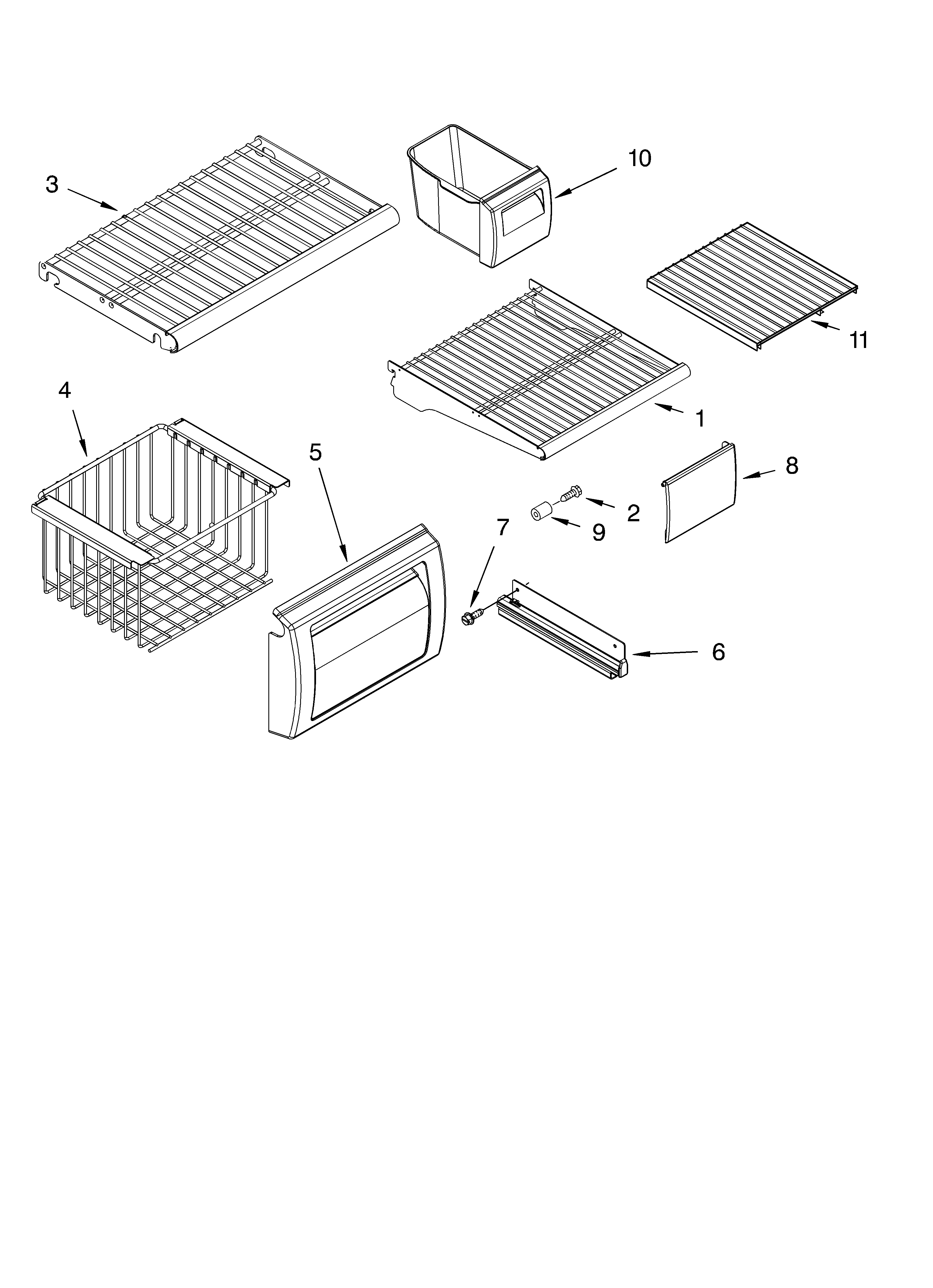Freezer shelf parts