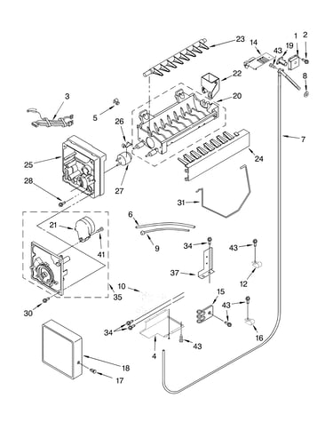 Icemaker parts parts not illustrated