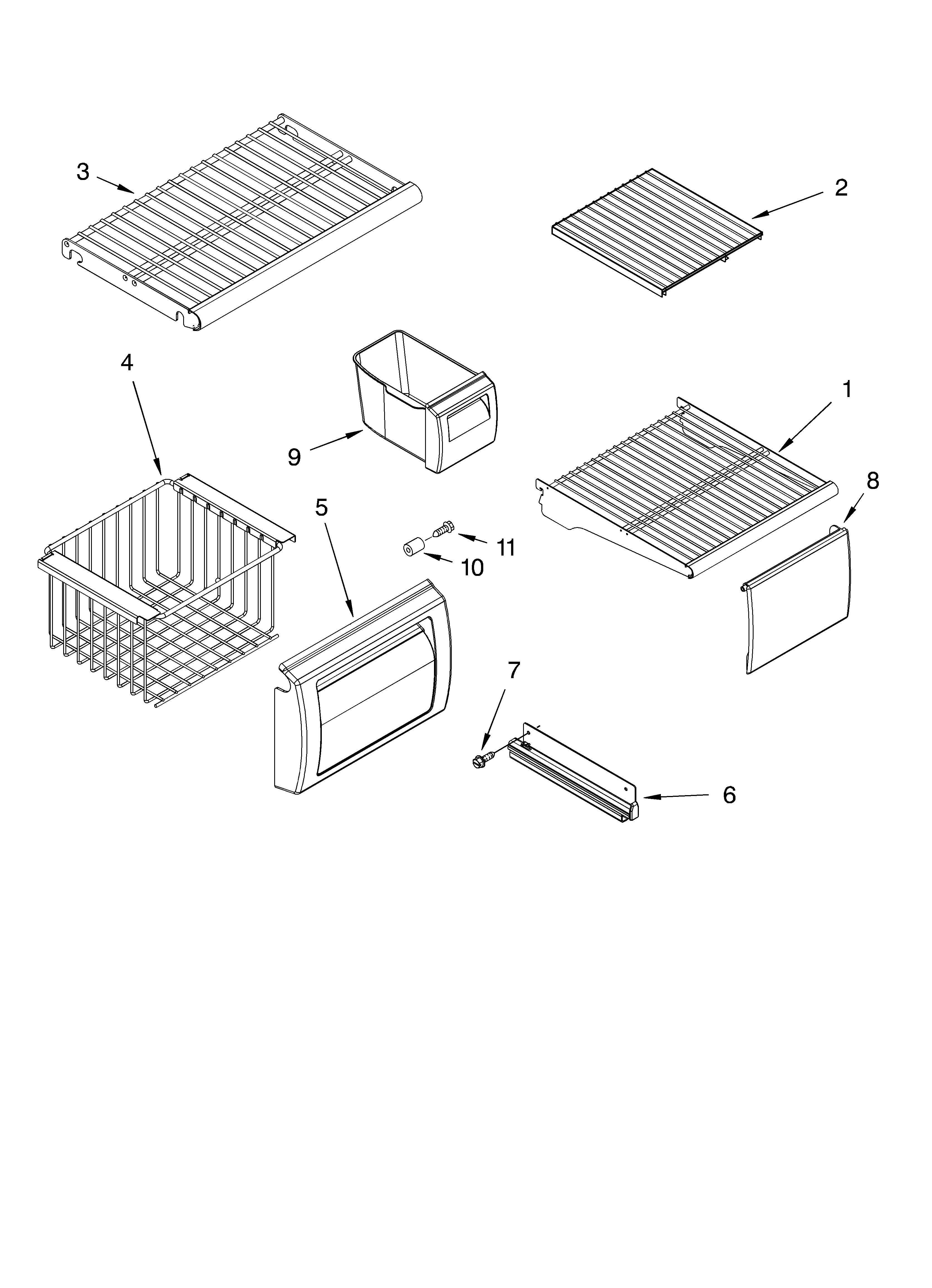Freezer shelf parts