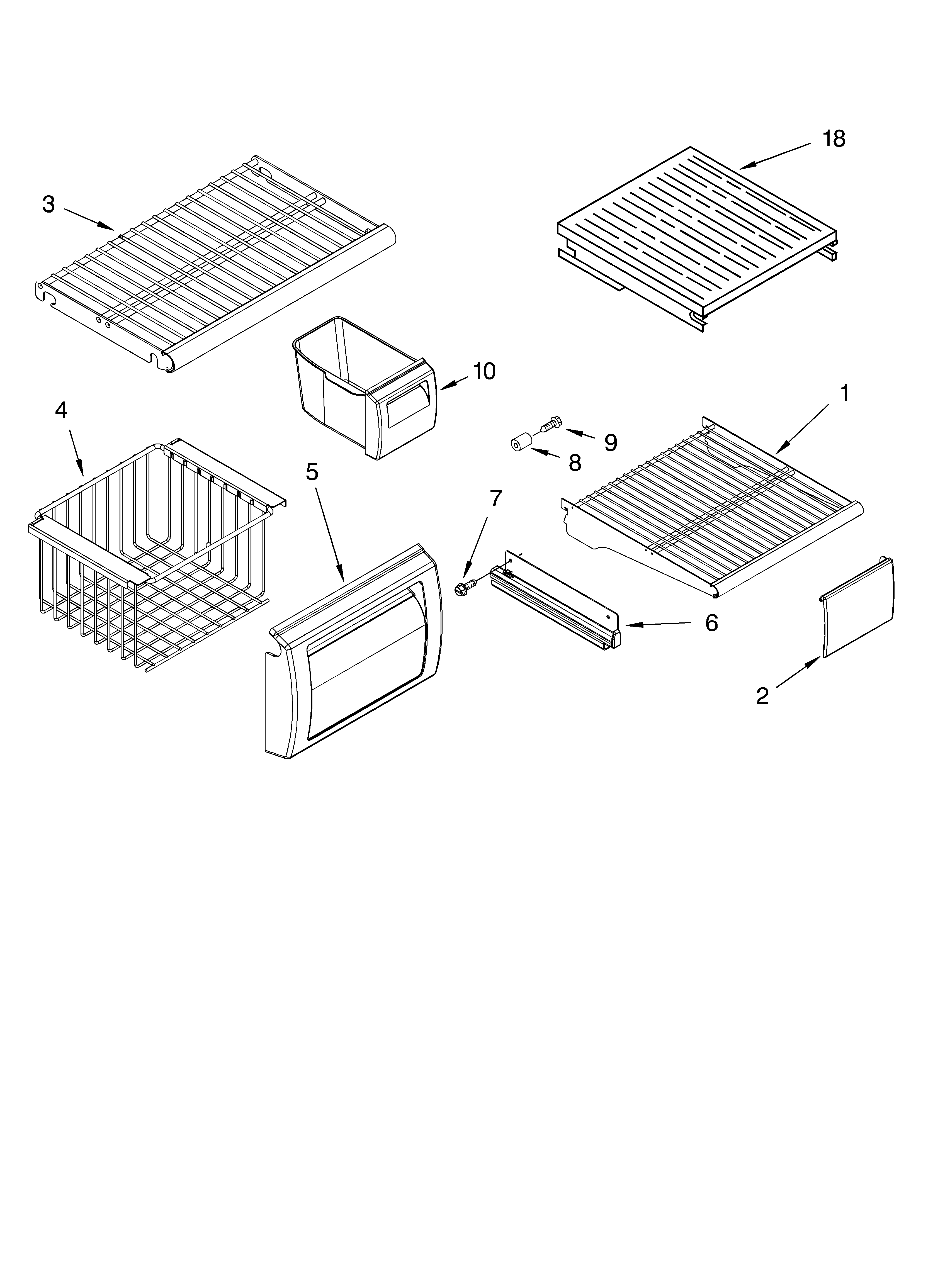 Freezer shelf parts
