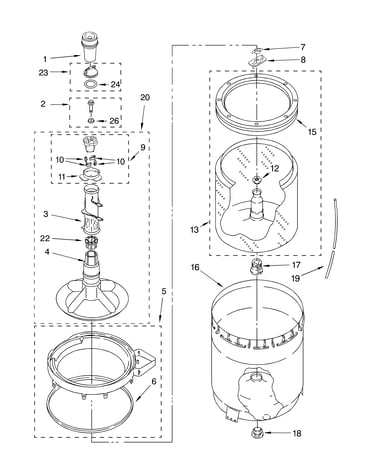 Agitator, basket and tub parts