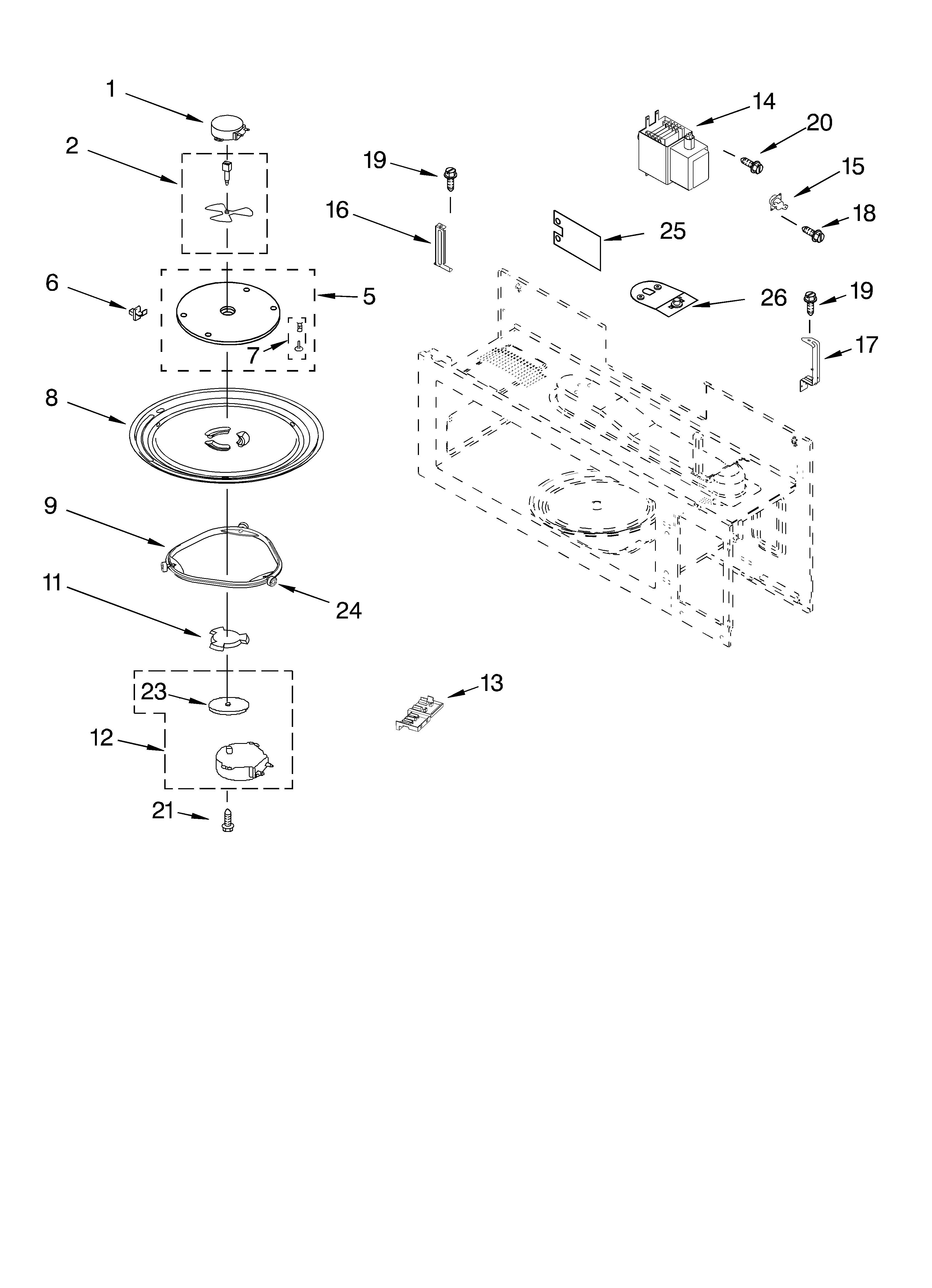 Magnetron and turntable parts