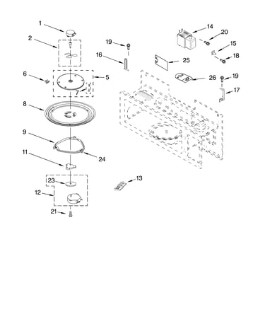 Magnetron and turntable parts