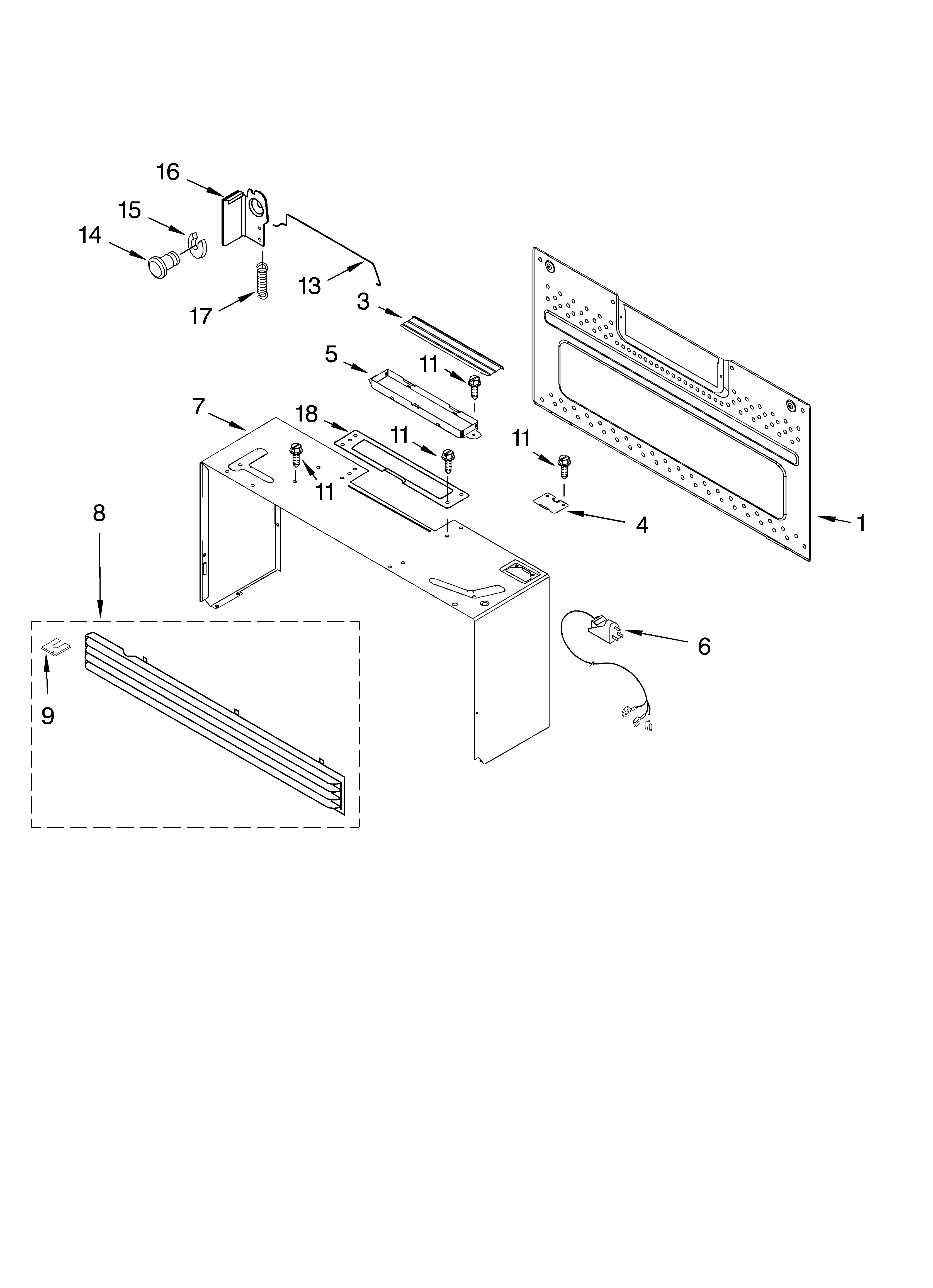 Cabinet and installation parts