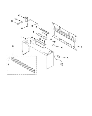 Cabinet and installation parts
