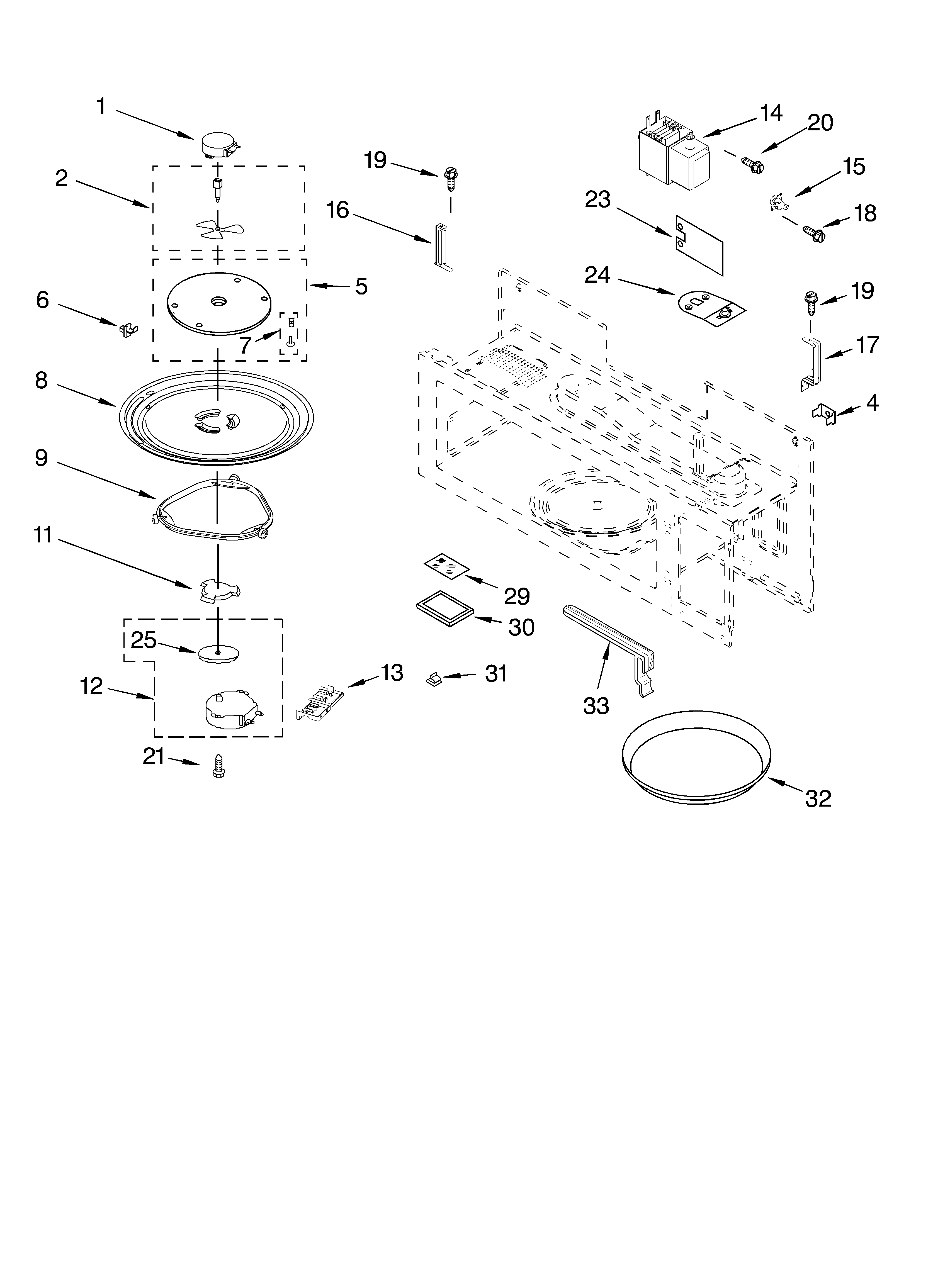 Magnetron and turntable parts