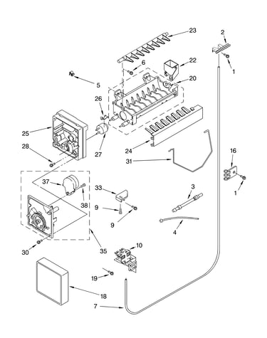 Icemaker parts, parts not illustrated