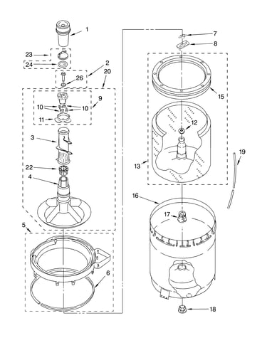 Agitator, basket and tub parts