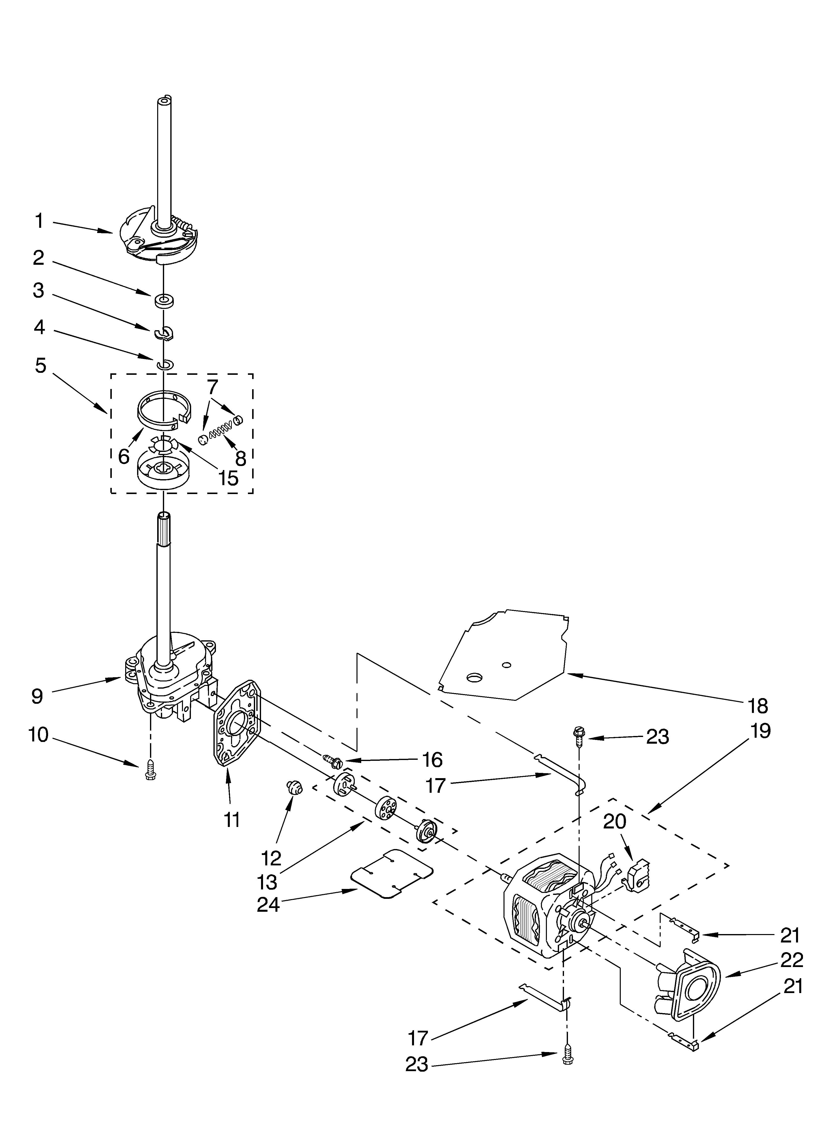 Brake, clutch, gearcase, motor and pump parts
