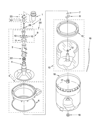 Agitator, basket and tub parts