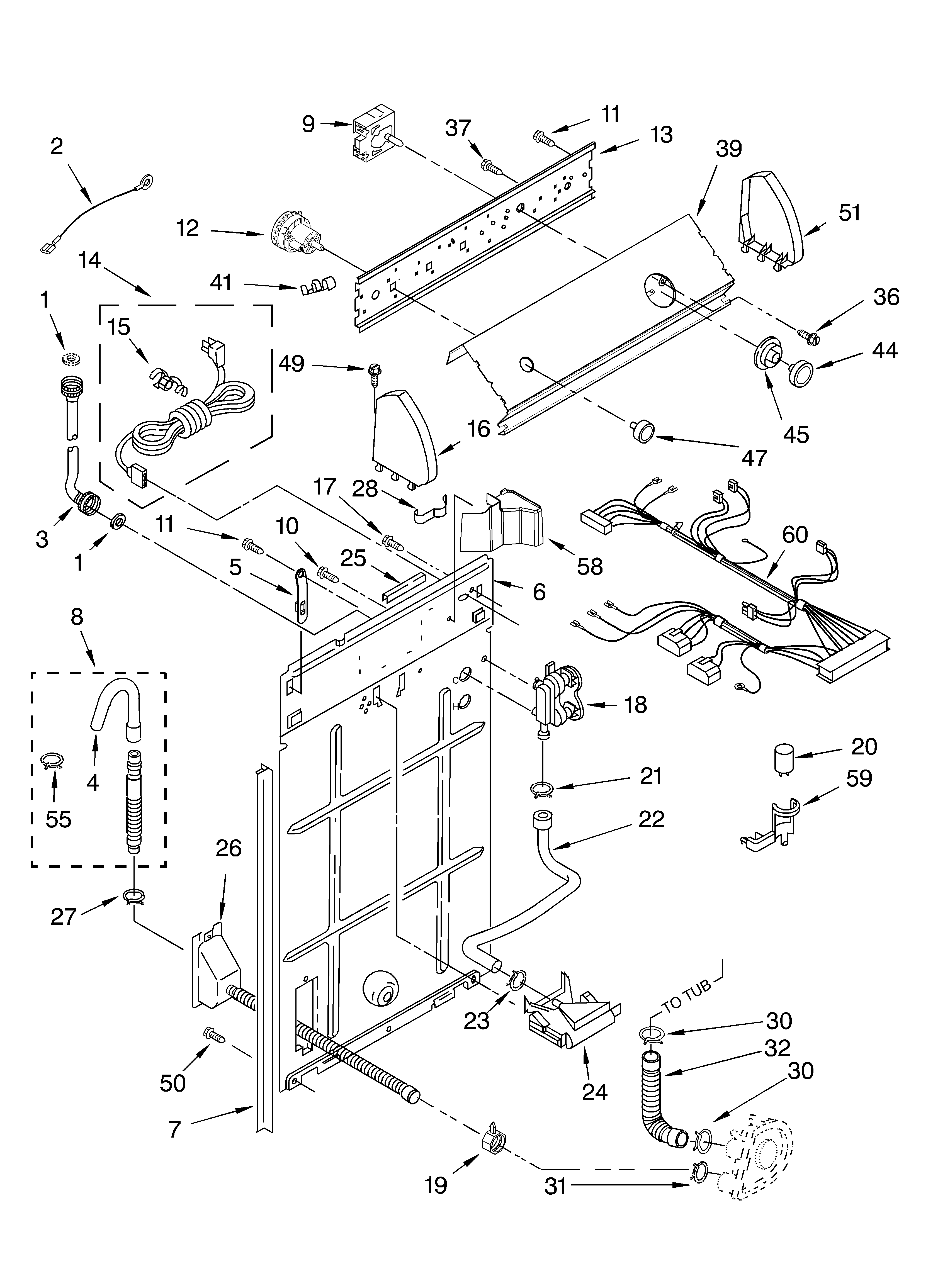 Controls and rear panel parts