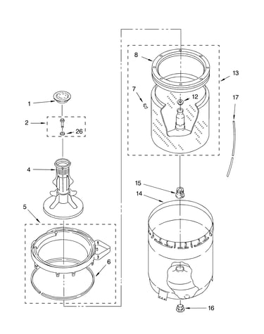Agitator, basket and tub parts