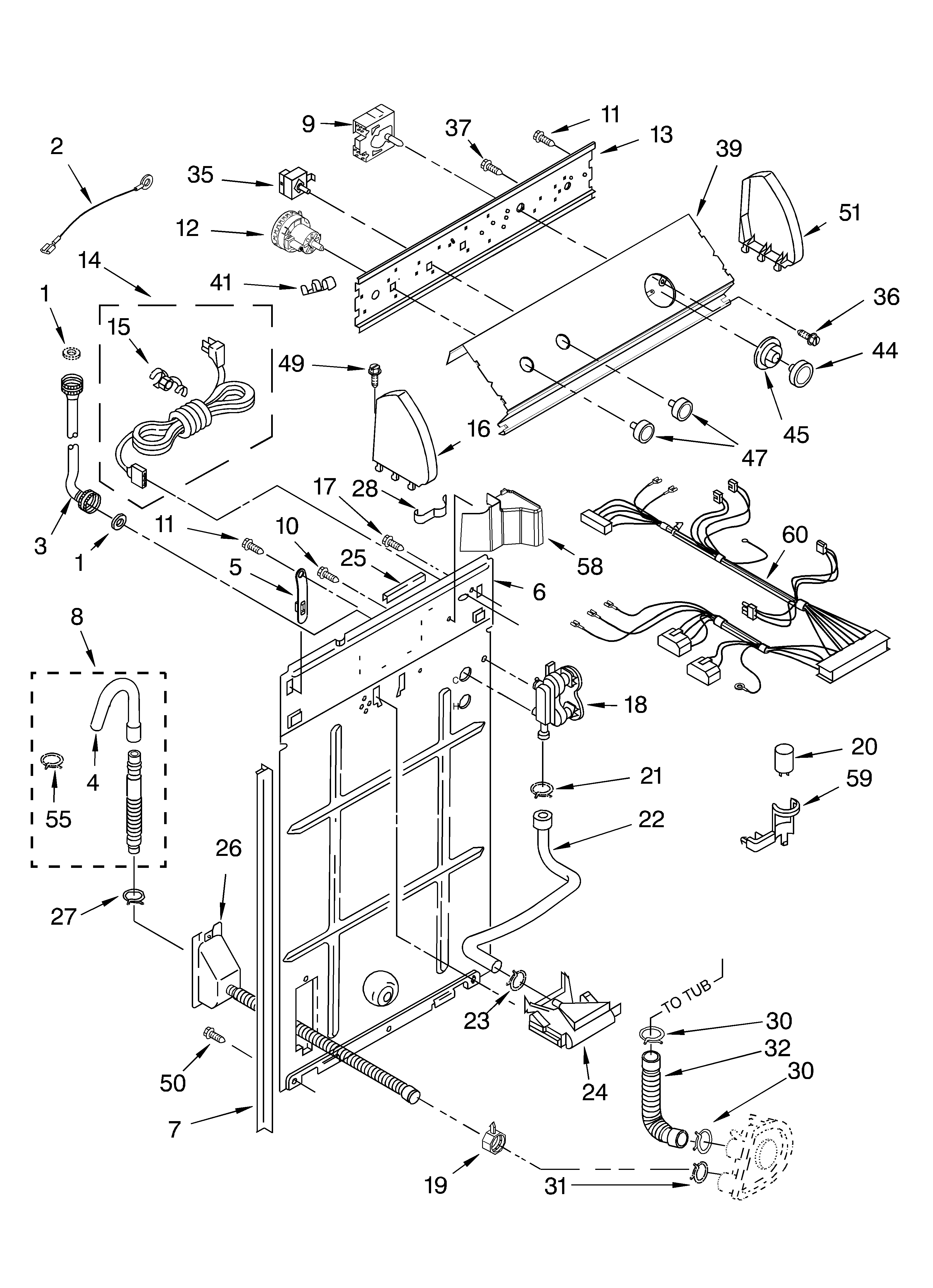 Controls and rear panel parts