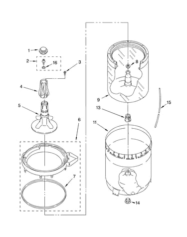 Agitator, basket and tub parts