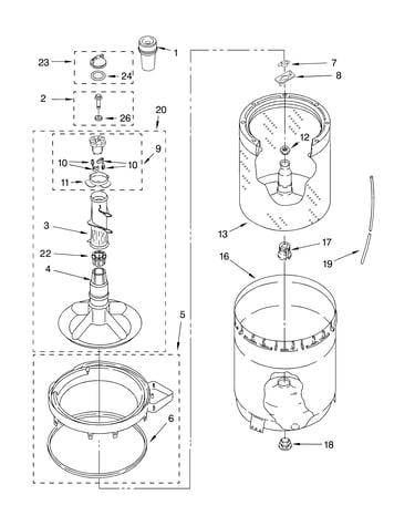 Agitator, basket and tub parts