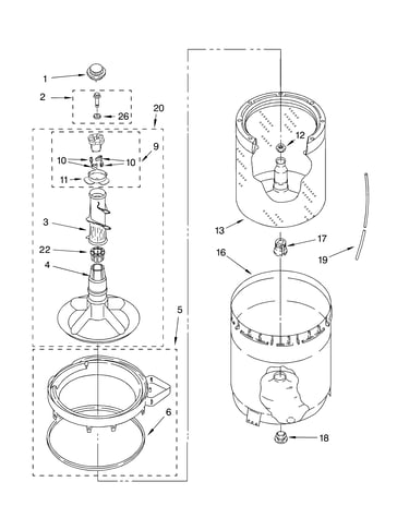 Agitator, basket and tub parts