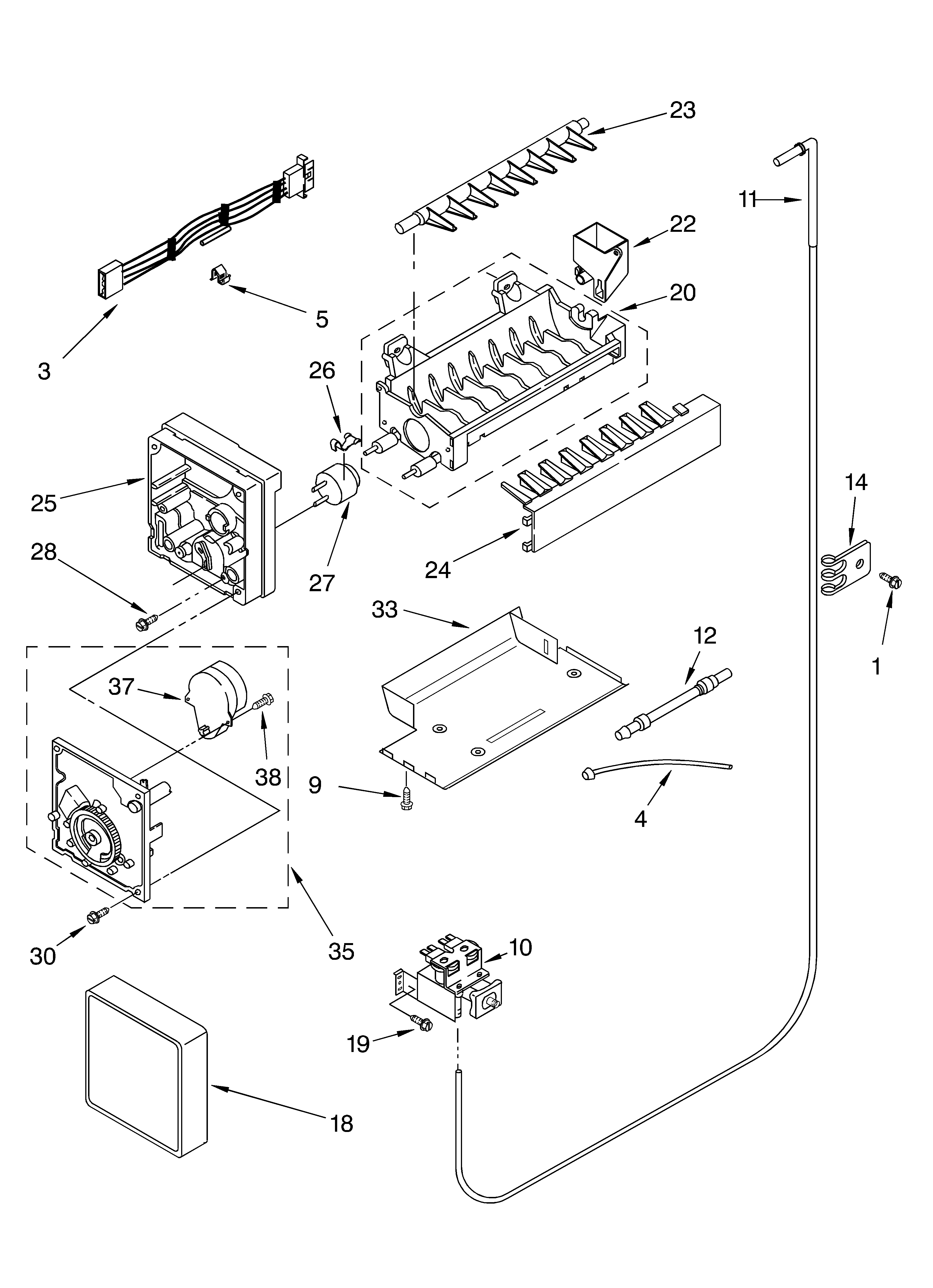 Icemaker parts, parts not illustrated