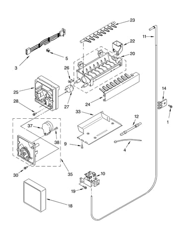 Icemaker parts, parts not illustrated