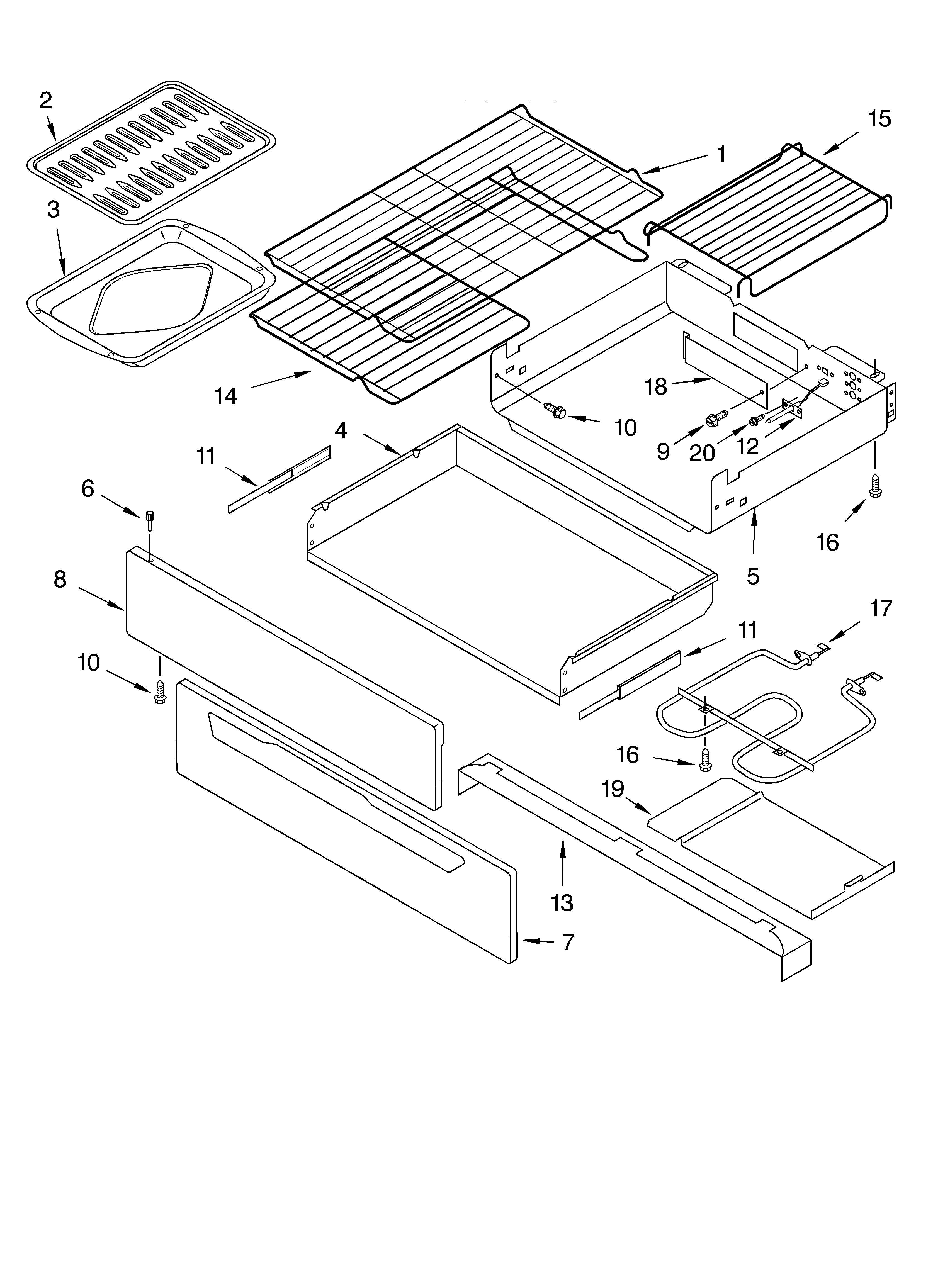 Drawer & broiler parts, miscellaneous parts