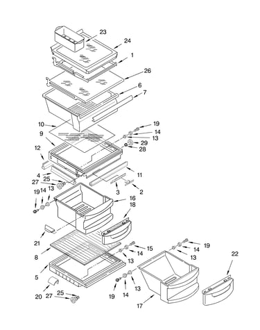 Refrigerator shelf parts
