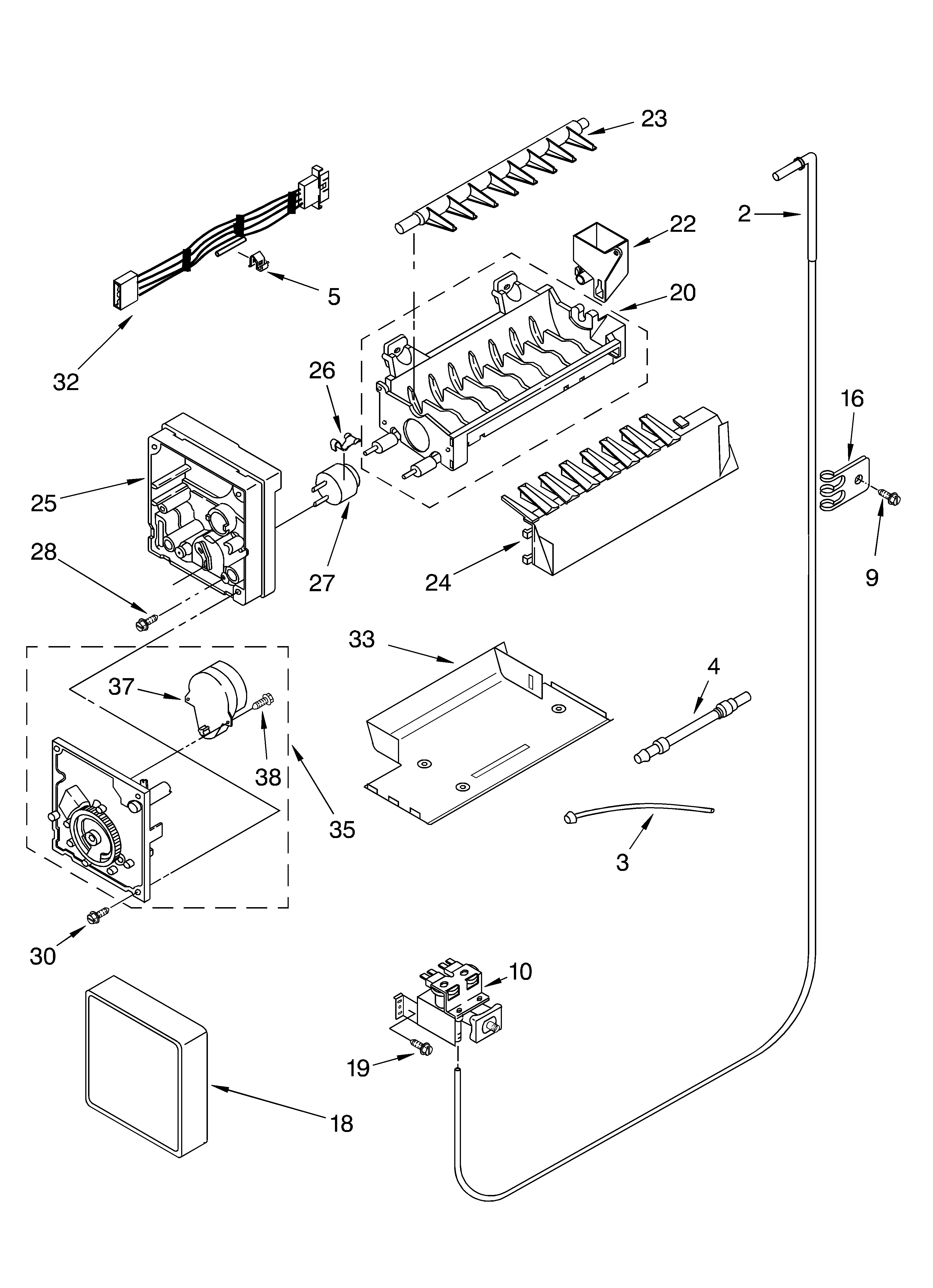 Icemaker parts, parts not illustrated